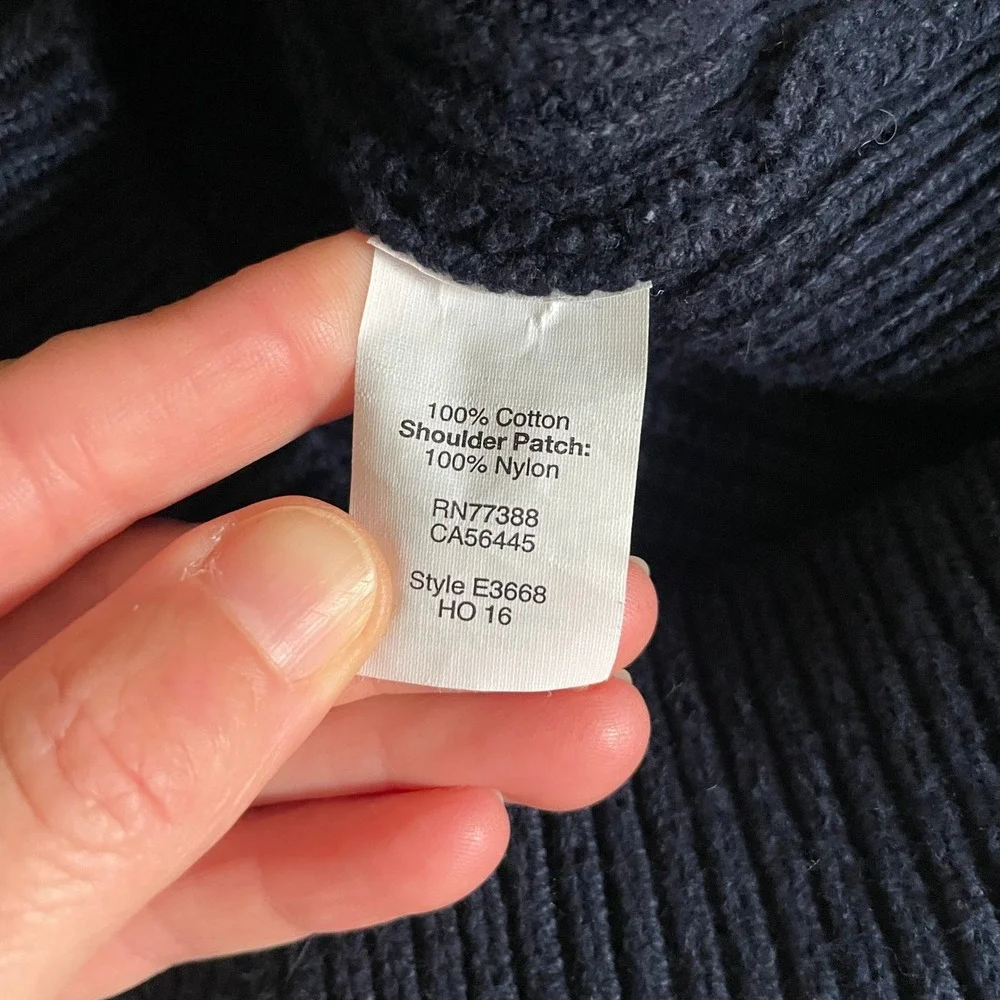 J.Crew Mens Knit Sweater Size XL Navy Blue Suede Preppy Old Money Fisherman